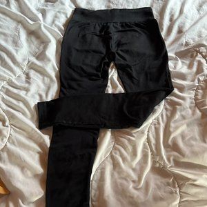 Women's Black Fleece and lined Leggings Medium